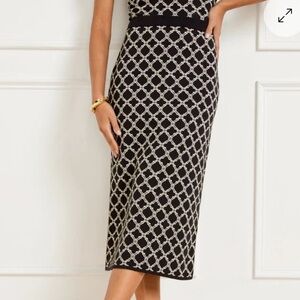 Talbots Black and White Midi Pencil Skirt with Slit